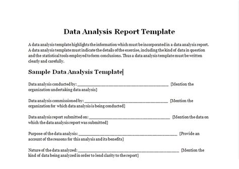 template for data analysis report